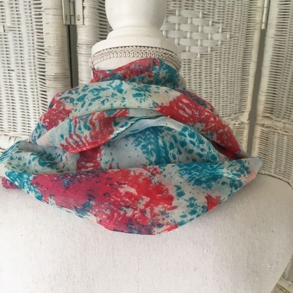 Infinity Sheer Blue Pink White Scarf - Picture 3 of 4